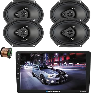 Blaupunkt Las Vegas 910 10.1" Touchscreen Single DIN WiFi Bluetooth AM/FM Digital Multimedia Receiver, 4x 6x8" 60 Watt Max 3-Way Car Speakers w/ Wire