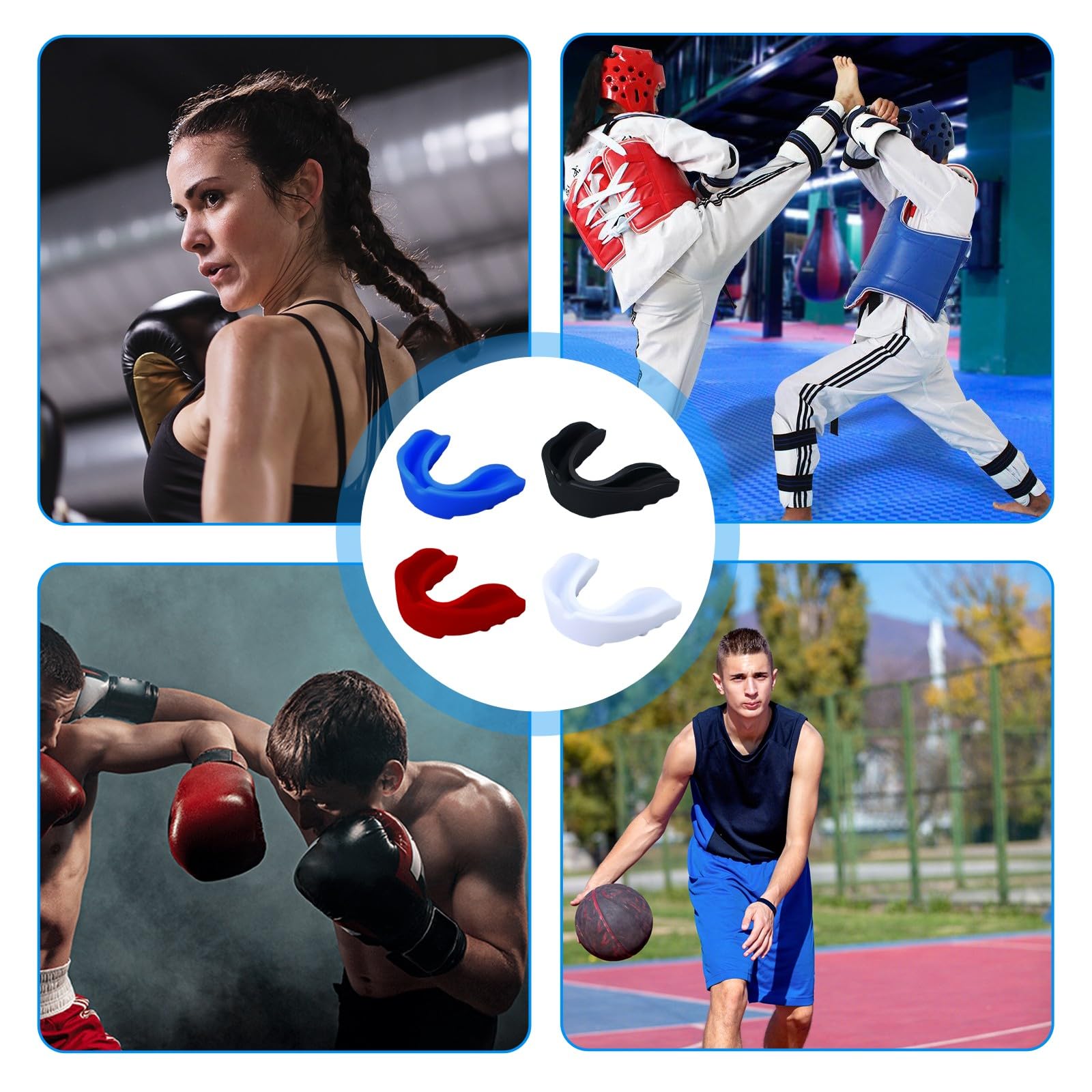 4 PCS Paradenti Rugby, Paradenti sportivo, Paradenti per Rugby Boxe Junior Karate Kumite Bambino Basket Ragazzo Pugilato Muay Thai Kick Boxing Football Americano, Proteggi i tuoi denti