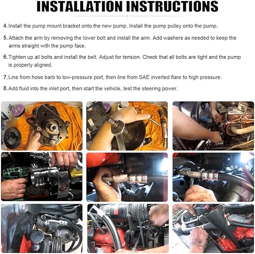 Miniatura 6 de PTNHZ Bomba de dirección asistida Saginaw serie P con polea de 58" de llave, eje cromado, reservorio para callerally, caja de engranajes de