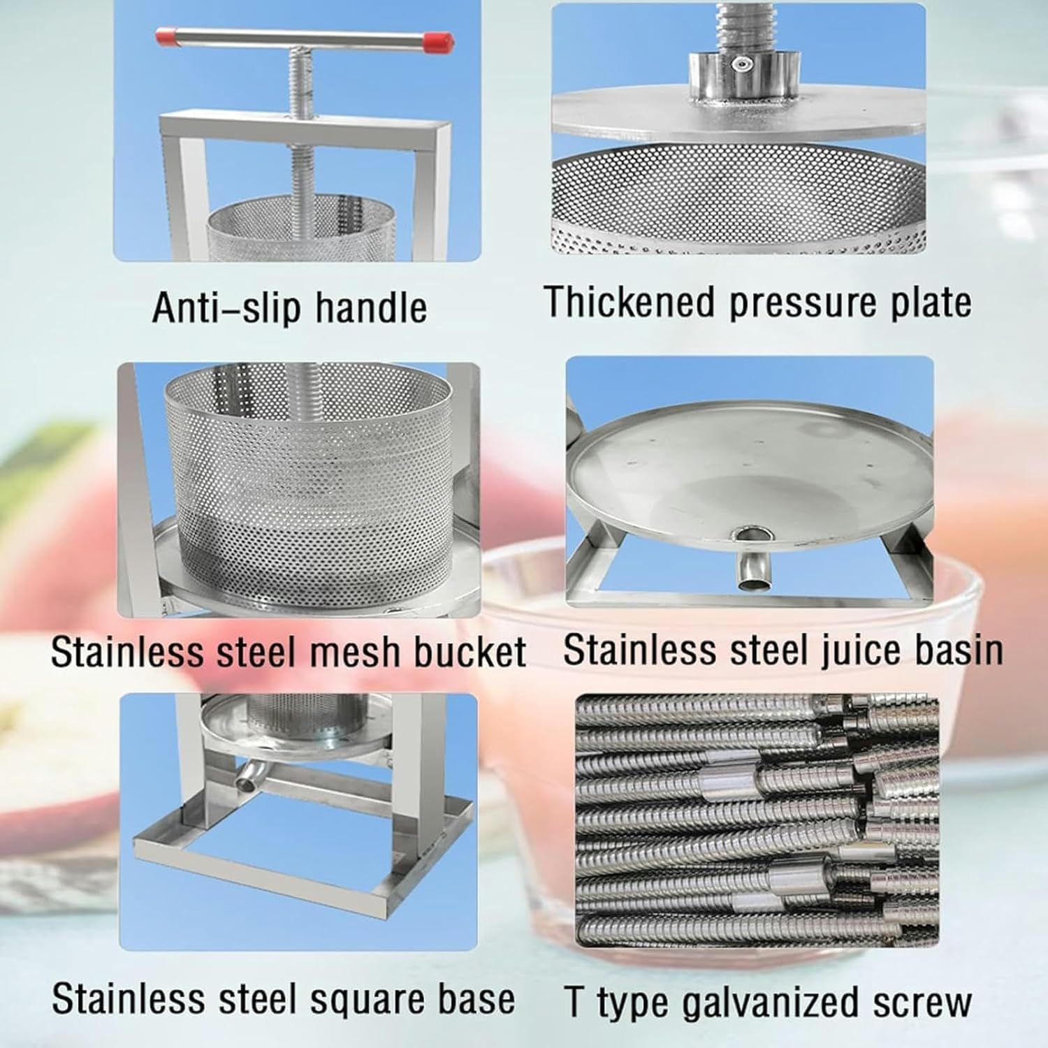 Fruit Wine Press, Fruit Wine Manual Press, Fruit Press Fruit Press Manual Juice Making Tool Cider Grape Berries Wine Crusher(4l)