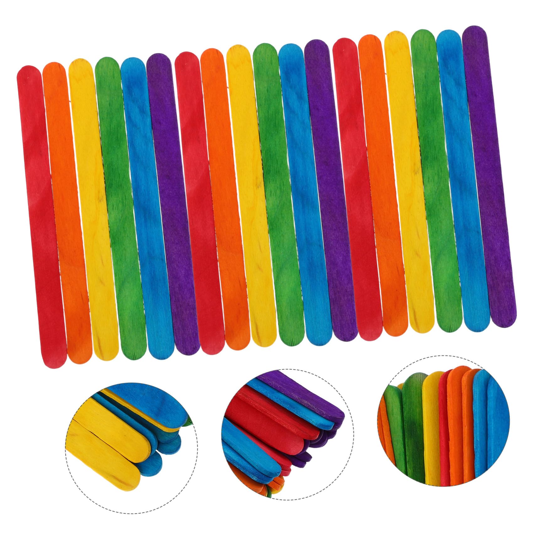 WOONEKY 500 Piezas Palitos de Madera para Manualidades y Helados Varillas de Madera Aptas para Alimentos Reutilizables Coloridos para Actividades DIY Infantiles y Escolares