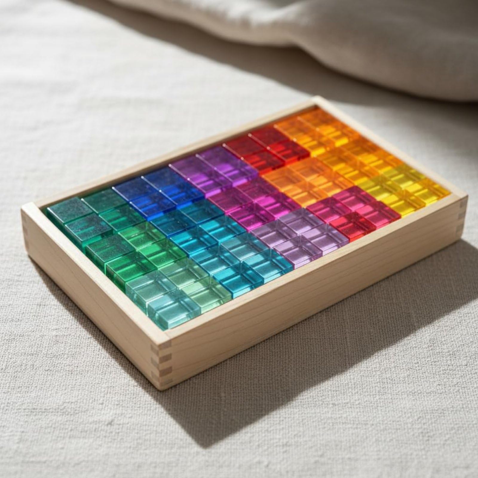 Children Sensory Blocks Set Didattico con Blocchi Sensoriali Tavola Cromatica Pannello Trasparente Gioco di Confronti in Acrilico E Legno Adatto a