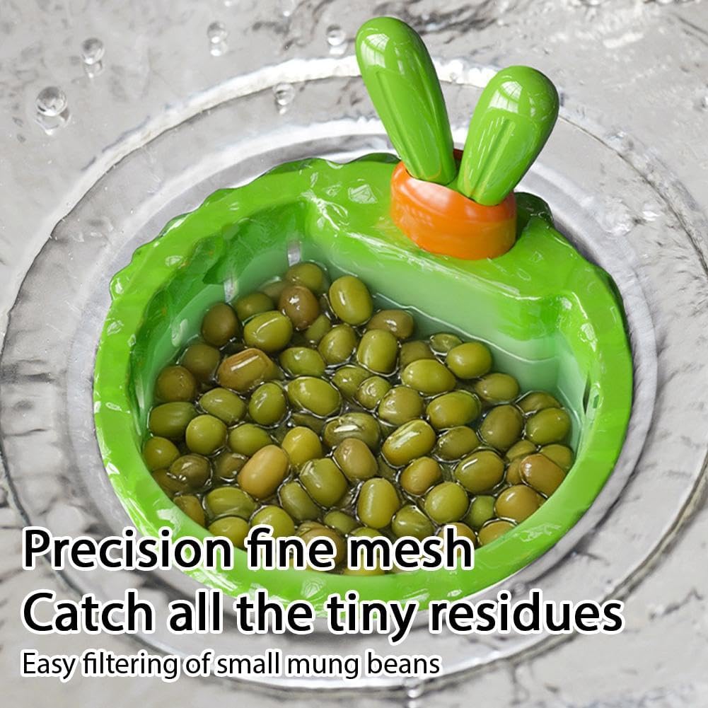 4Pcs Sink Drain Strainer,Bunny Ear Auto Dumping Filter,Automatic Draining Food Catcher,Silicone Basket with Anti-Clog Feature,for Garbage Disposal Home Dorm Restaurant Fruit Vegetable Clean