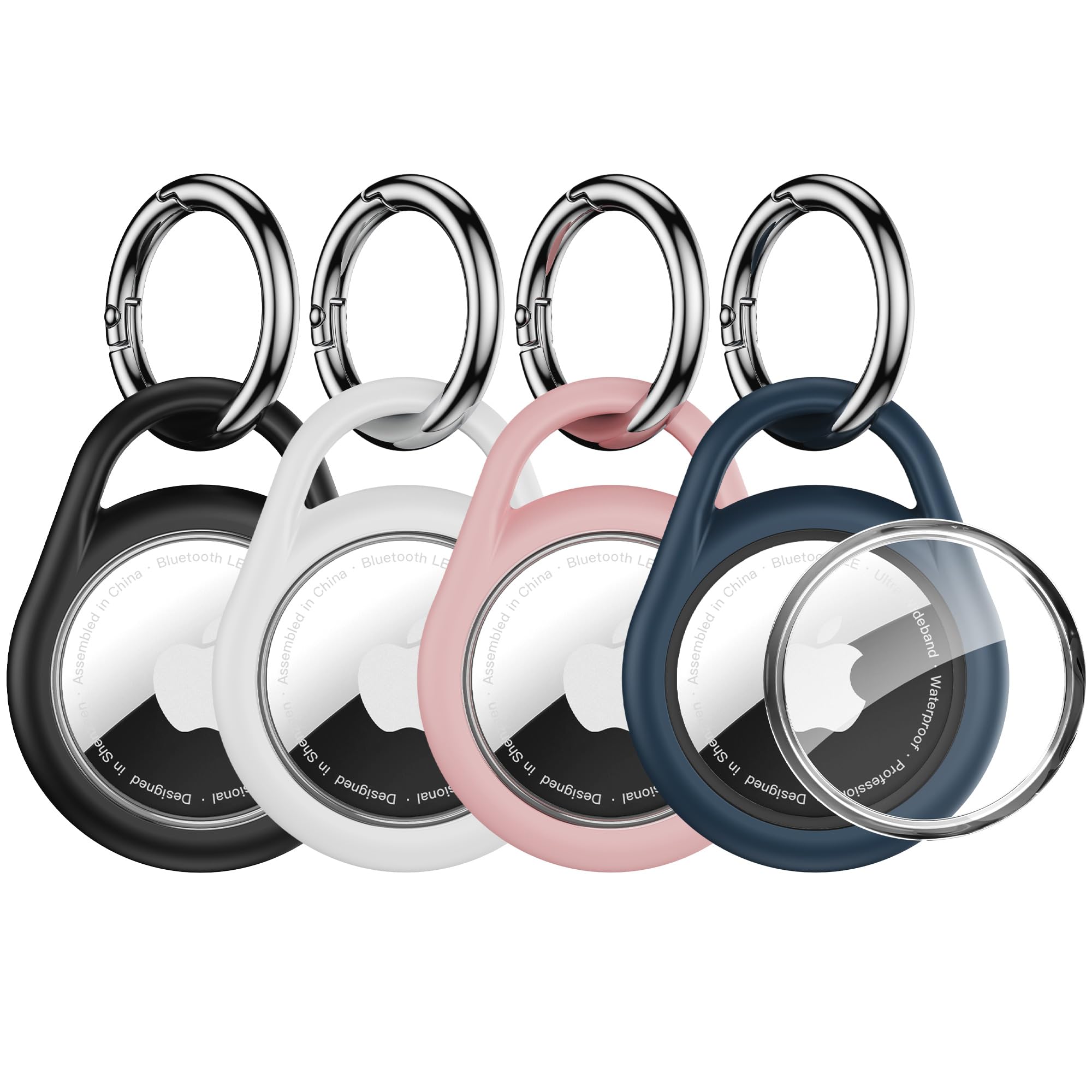 Citymore for AirTag Holder with Keychain,air Tags 4 Pack,for Air Tag Case Key Chain for Apple Air Tags, Waterproof TPU Shell Protective Case with All Metal Keychain Key Ring Clip for Key,Pet Collar