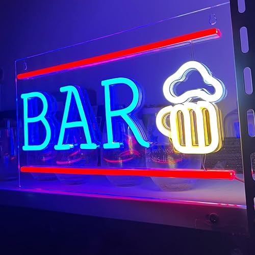 Miniatura 8 de Letrero de neón de bar, luz LED de neón de cerveza para decoración de pared, letreros de barra de neón alimentados por USB, luces de neón de barra