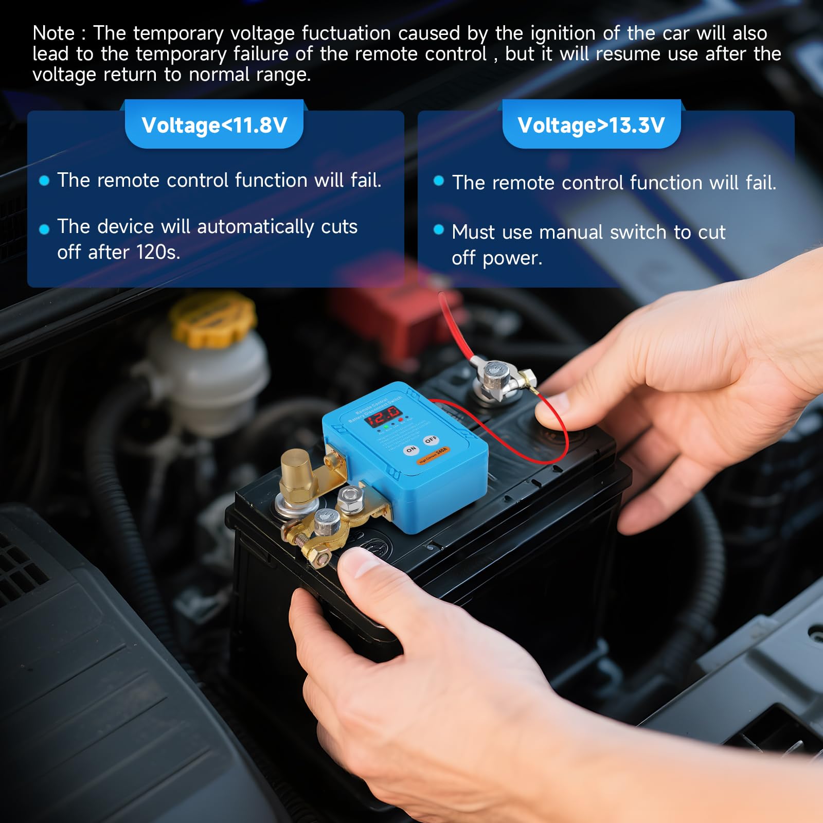 Interruttore separatore batteria 12 V con telecomando, interruttore radio 240 A con indicatore di tensione LED, interruttore di separazione per auto, RV, ATV, camion