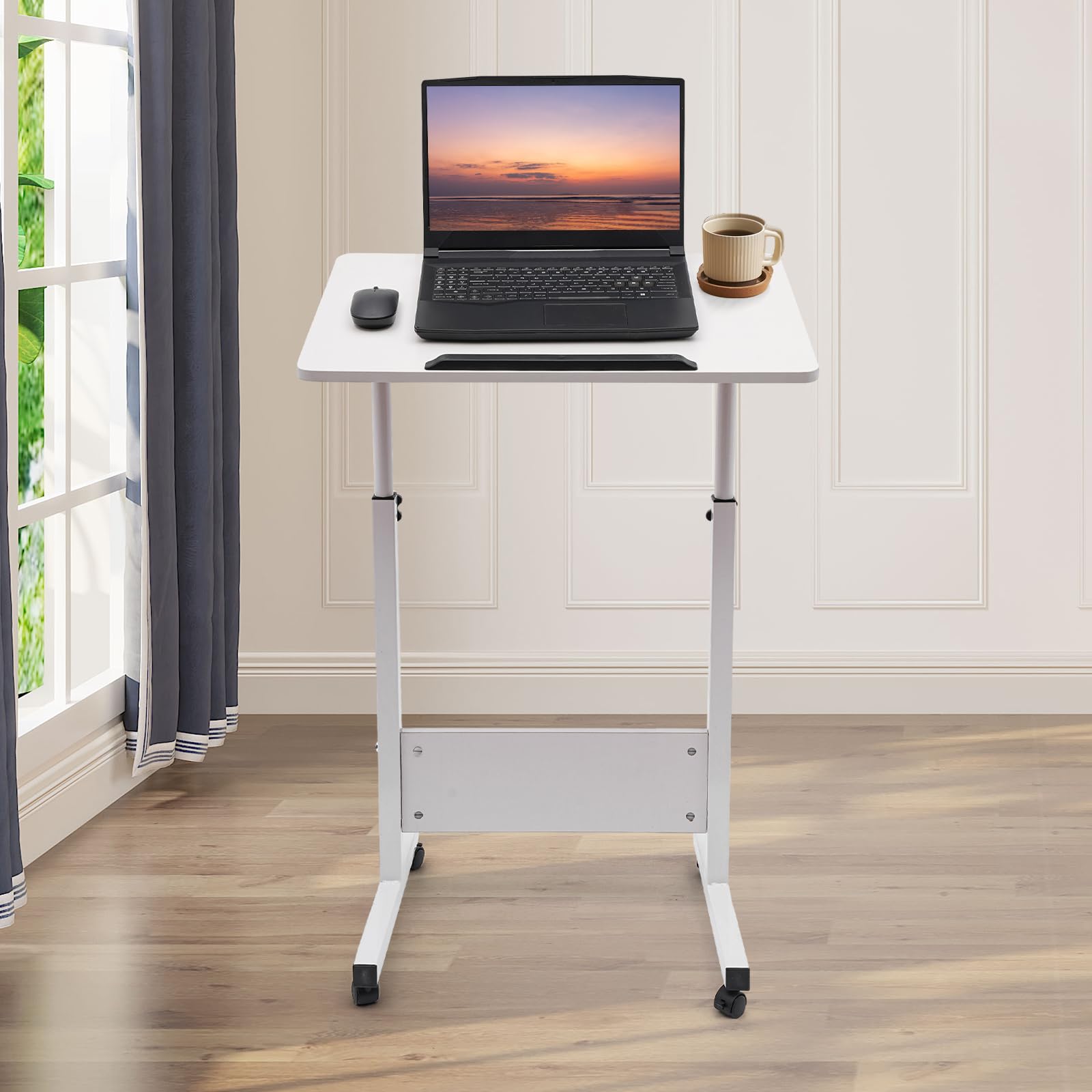 Mobile Standing Desk 24 Inch Adjustable Height Standing Workstation with Book Stopper Portable Stand Up Desk with Lockable — view 5