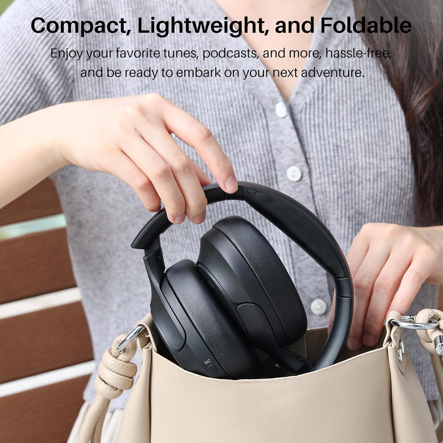 TOZO Cuffie Bluetooth 6.0 con ANC Ibrido, 5 Mics per Chiamate Chiare | Audio Hi-Res Spaziale, 32 EQ, Connessione Multipoint, Design Pieghevole con Cavo 3.5mm e USB-C