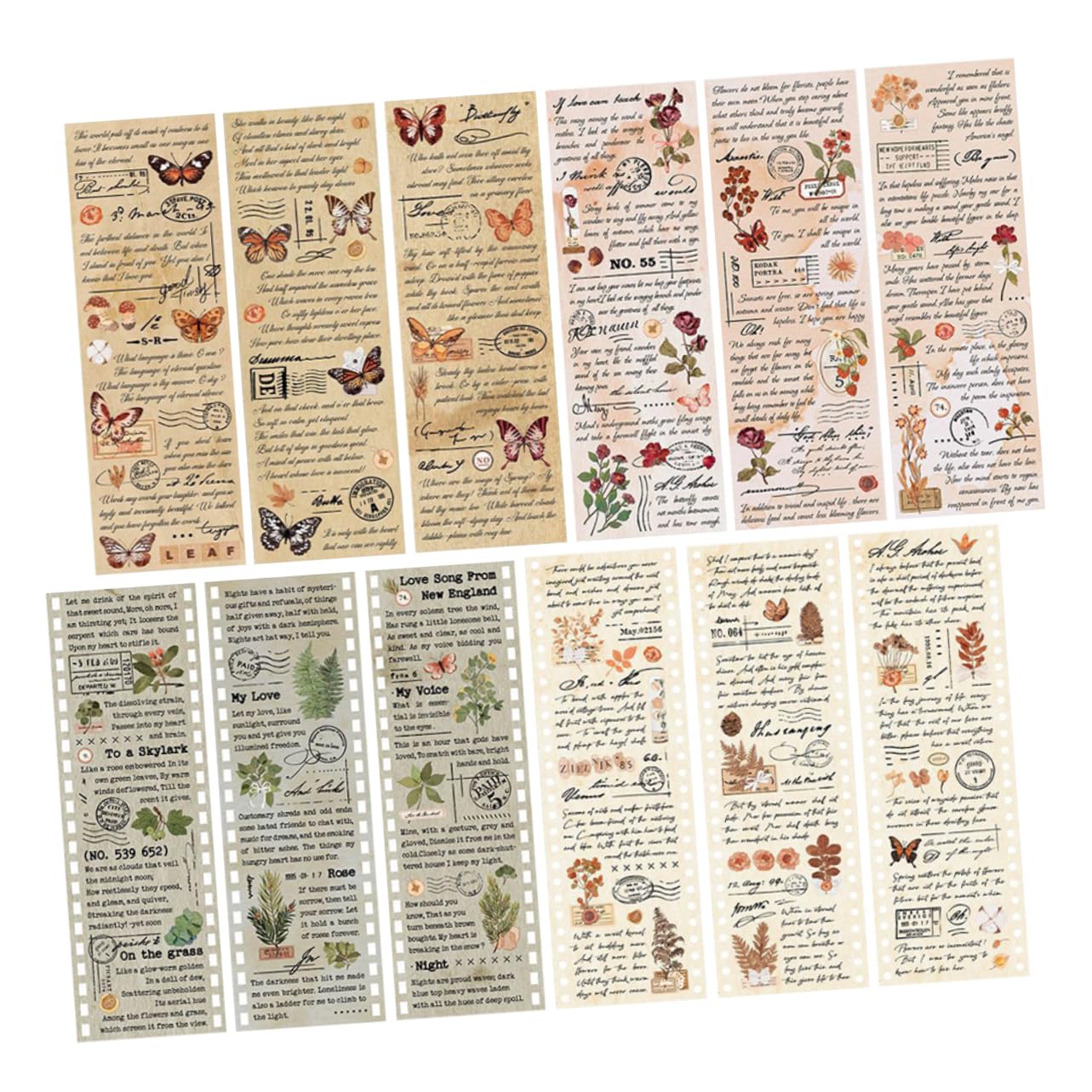 HOMSFOU 20 Sätze Vintage Washi Tape Selbstklebende Dekorative Papiertapes für Scrapbooking Diy Projekte und Journals Vielseitige Designs für Bastelarbeiten