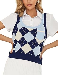 Kate Kasin Women Y2K Butterfly Oversized Knit Cap Sleeve V Neck Sleeveless Sweater Vest