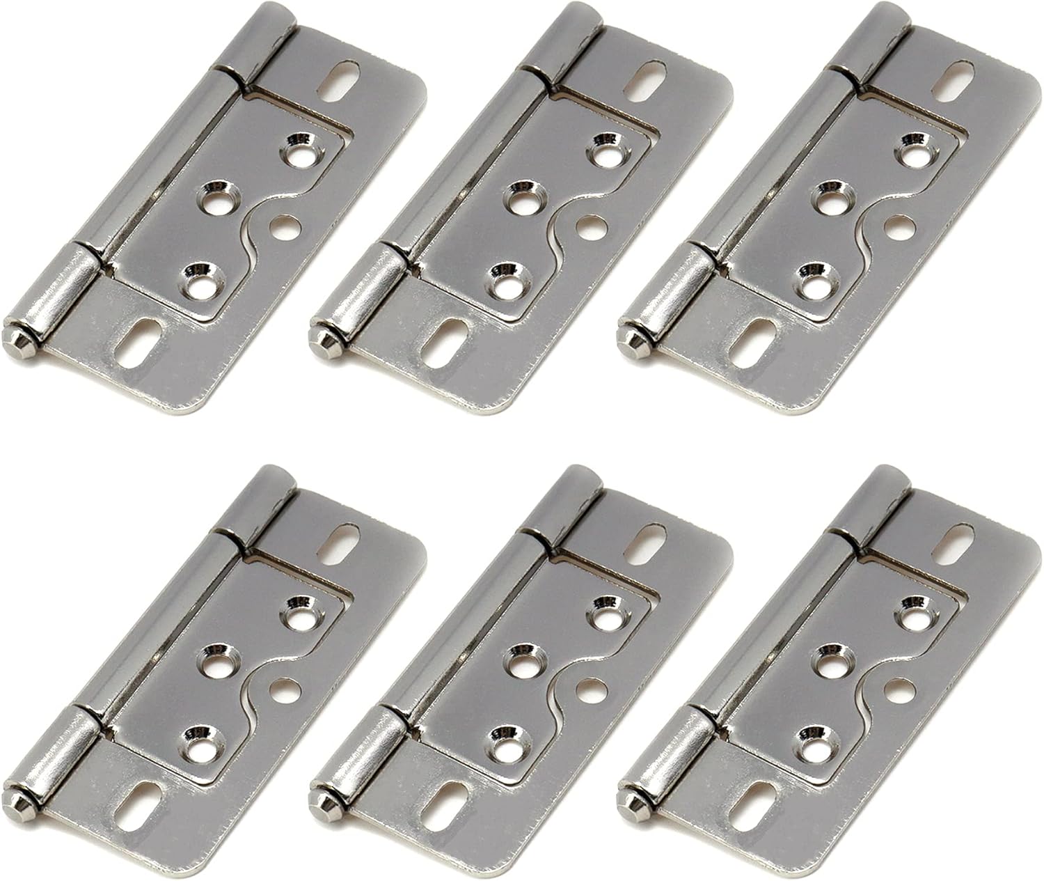 Wealrit 6 PCS Self Closing Door Hinges Gold Heavy Duty Gate Hinge Non-Mortise Hidden Hinges Bifold Door Closer Exterior Screen Hardware with Screw for Home, Corner Cabinet Doors, Wood