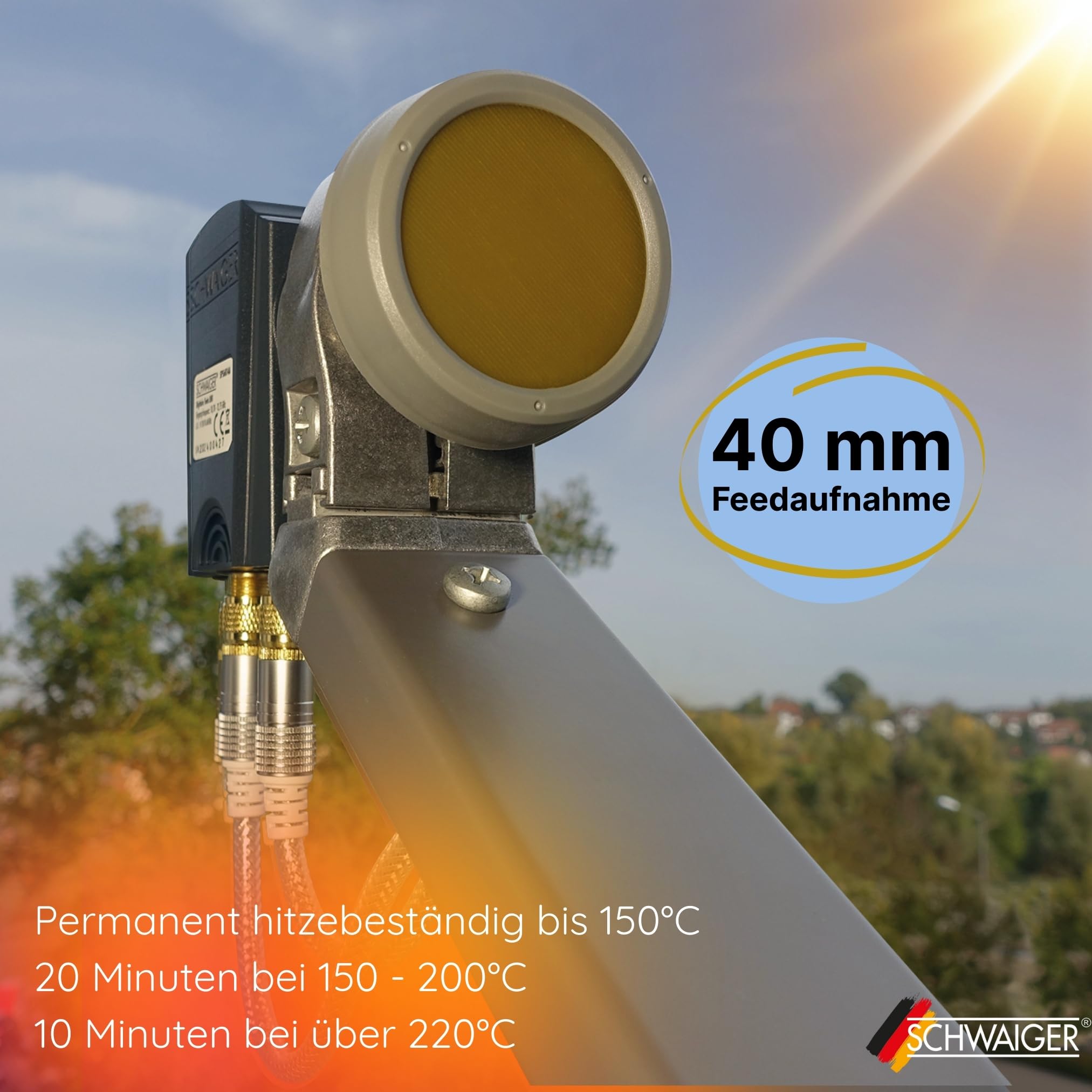SCHWAIGER 340 Twin LNB Low Noise Blockconverter Sun Protect Tapa LNB Digital Resistente al Calor Accesorios para Antenas parabólicas protección contra la Intemperie contactos Dorados Antracita