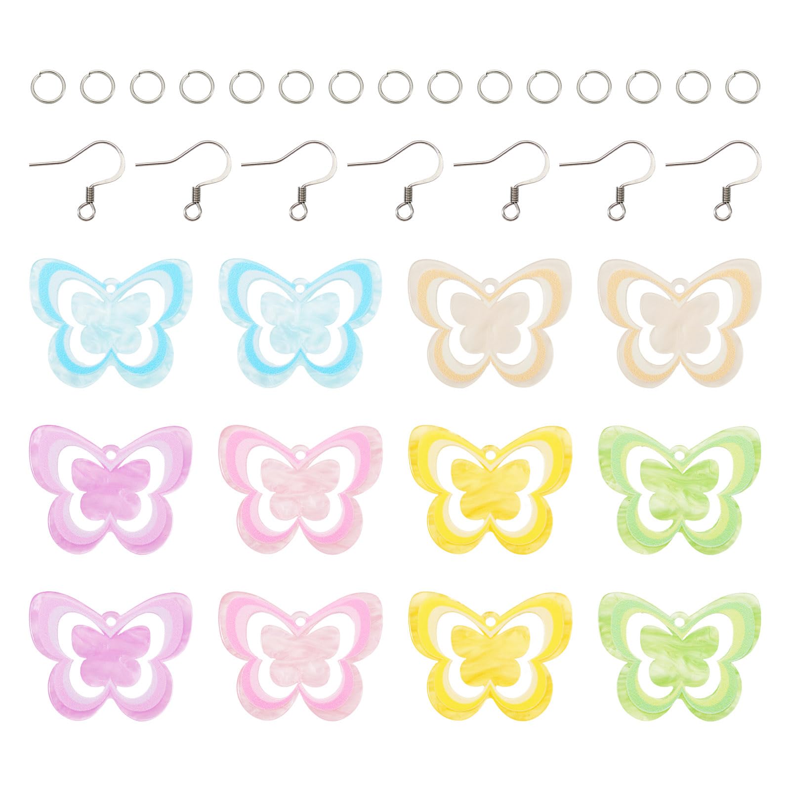 PandaHall 12pcs Butterfly Dangle Earring Acrylic Butterfly Charms Pendants with Jump Rings Earrring Hooks for DIY Crafts Jewellery Making โ image 1