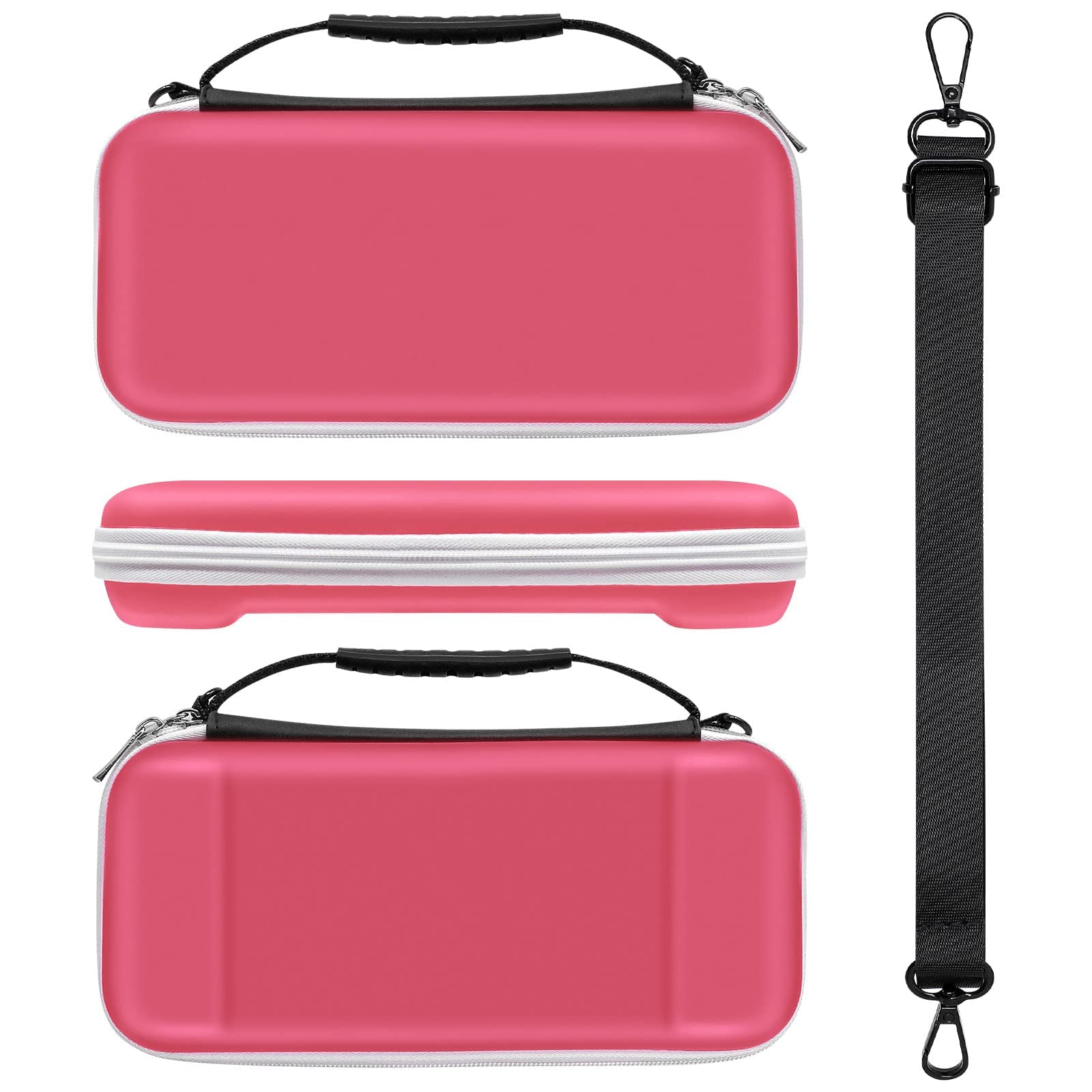 FYOUNG Étui de Transport et Housse de Protection, Kit Accessoires Compatible avec Switch OLED, Case de Voyage Portable, Coque pour Switch OLED, Protection D'écran, Capuchons de Pouce - Rose