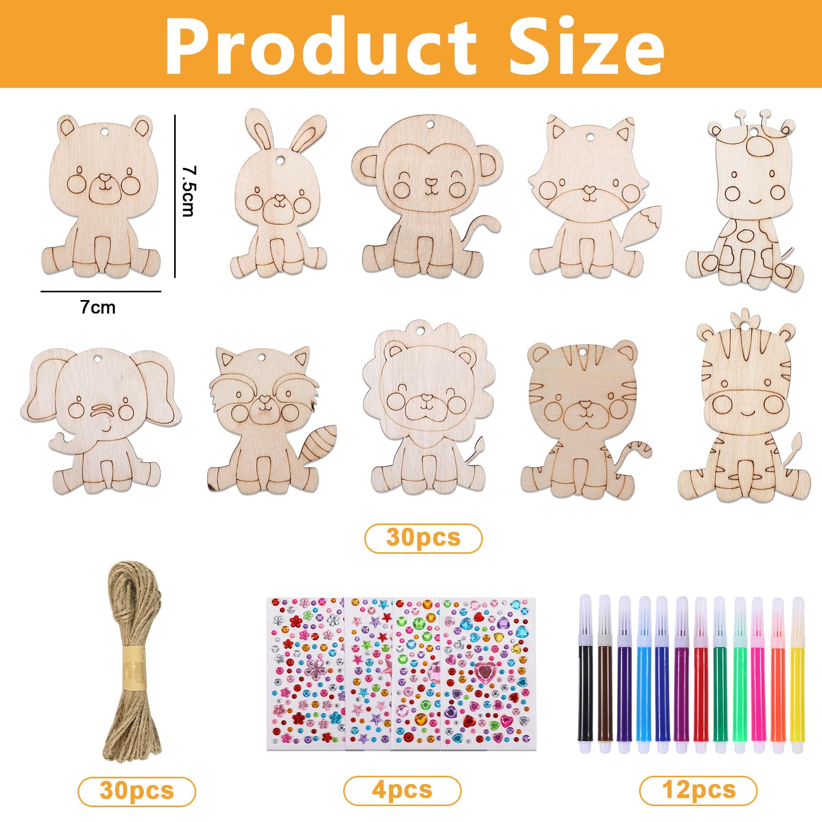 SUNYOK - Kit De 30 Manualidades De Madera Halloween Para Pintar Murciélagos, Con Pinceles Y Cuerda, Regalo DIY Para Niños