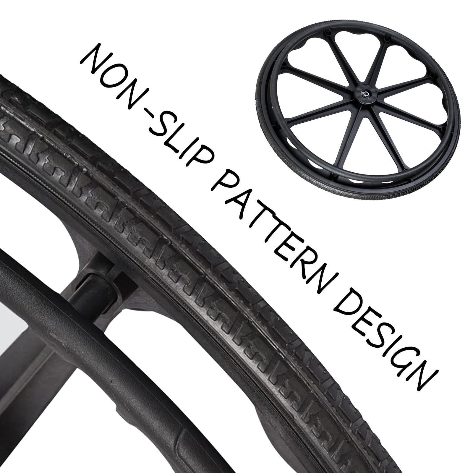 Ruedas para sillas de Ruedas Ruedas traseras para sillas de Ruedas para sillas de Ruedas de 20-22-24 Pulgadas, Rueda Trasera sólida no neumática para Silla de Ruedas, Ruedas giratorias para