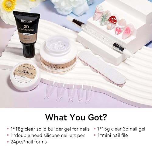 Miniatura 7 de Gel constructor sólido de 0.51 oz para uñas, 0.51 onzas 3D, gel para esculpir uñas, manos antiadherentes transparentes para modelar, escultura,