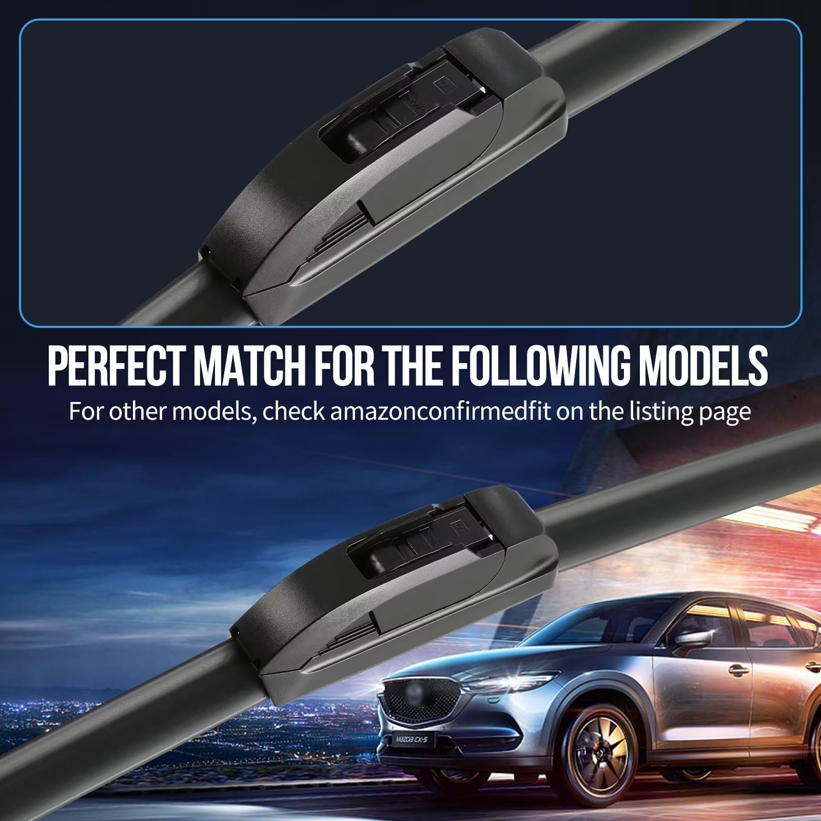Condition photo showing New/Like New for 20" + 18" replacement for toyota rav4 2000-1999 corolla 2002-1999 front windshield wiper blade original equipment automotive replacement j/u hook blades 2 pack