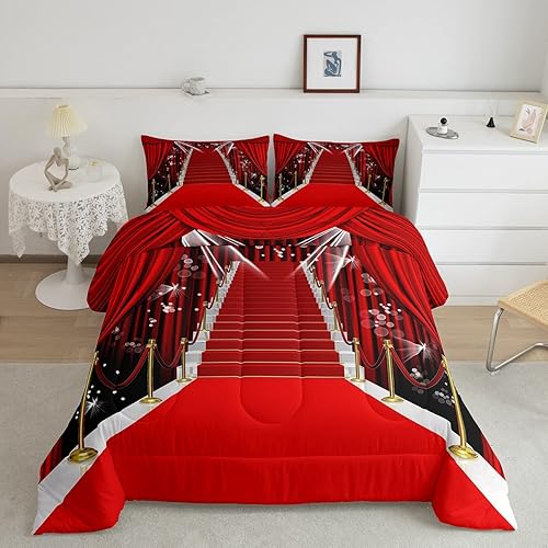 jejeloiu Juego de edredón de cine para niños, tamaño King, juego de ropa de cama de cine nocturno para niños, niñas, adolescentes, decoración de