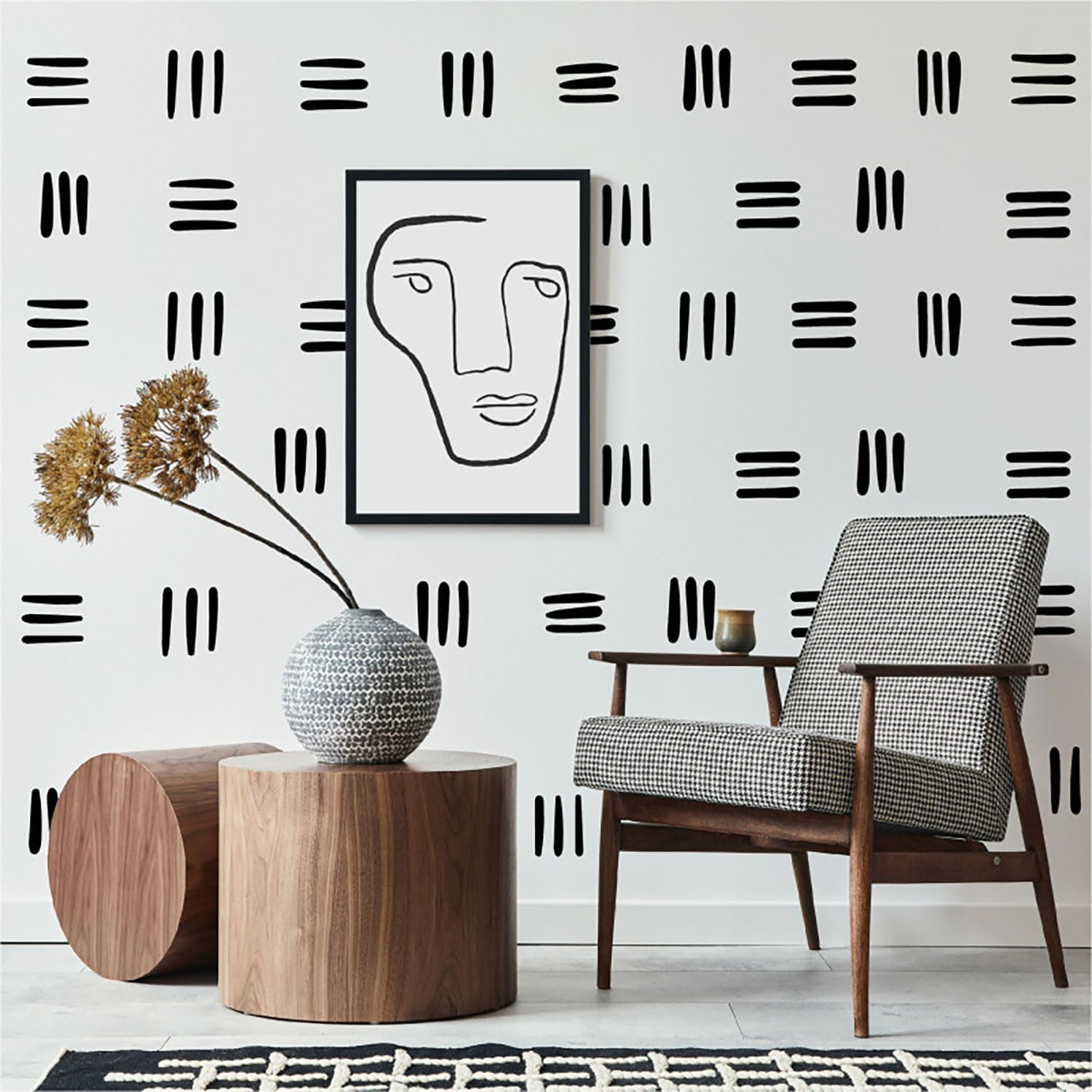 280Pcs Black Modern Lines Removable Peel and Stick Waterproof Sprinkle Wall Stickers Kids Girls Boys Bedroom Nursery Playroom Classroom DIY Dorm Living Room Party（Scandinavian Style）