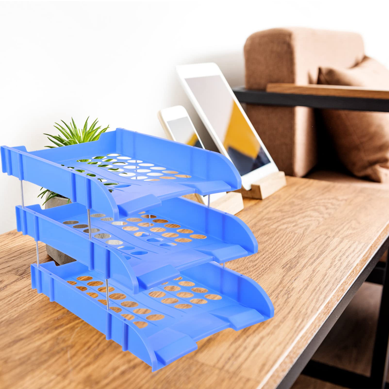 NUOBESTY organizzatore di file da scrivania Organizzatore da scrivania porta carta da ufficio mensola desk shelf vassoio carta per portadocumenti Blue