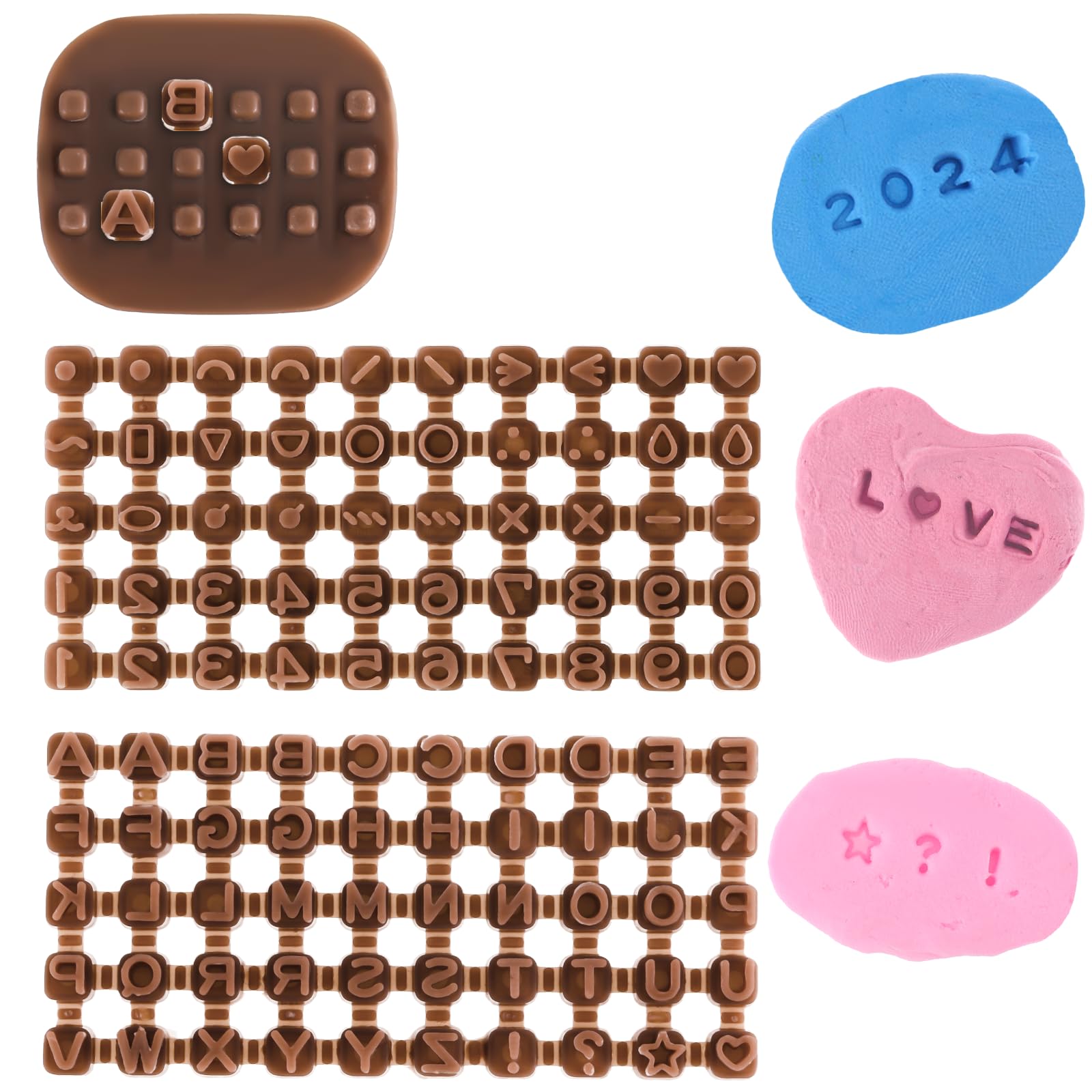 3 Pcs Letter Stamps for Clay Alphabet Number Stamp Set Smal Clay Tools Fondant Embosser DIY Embosser Mold for Cake Baking for Crafting Mini Alphabet Number (Dark Brown)-image-20