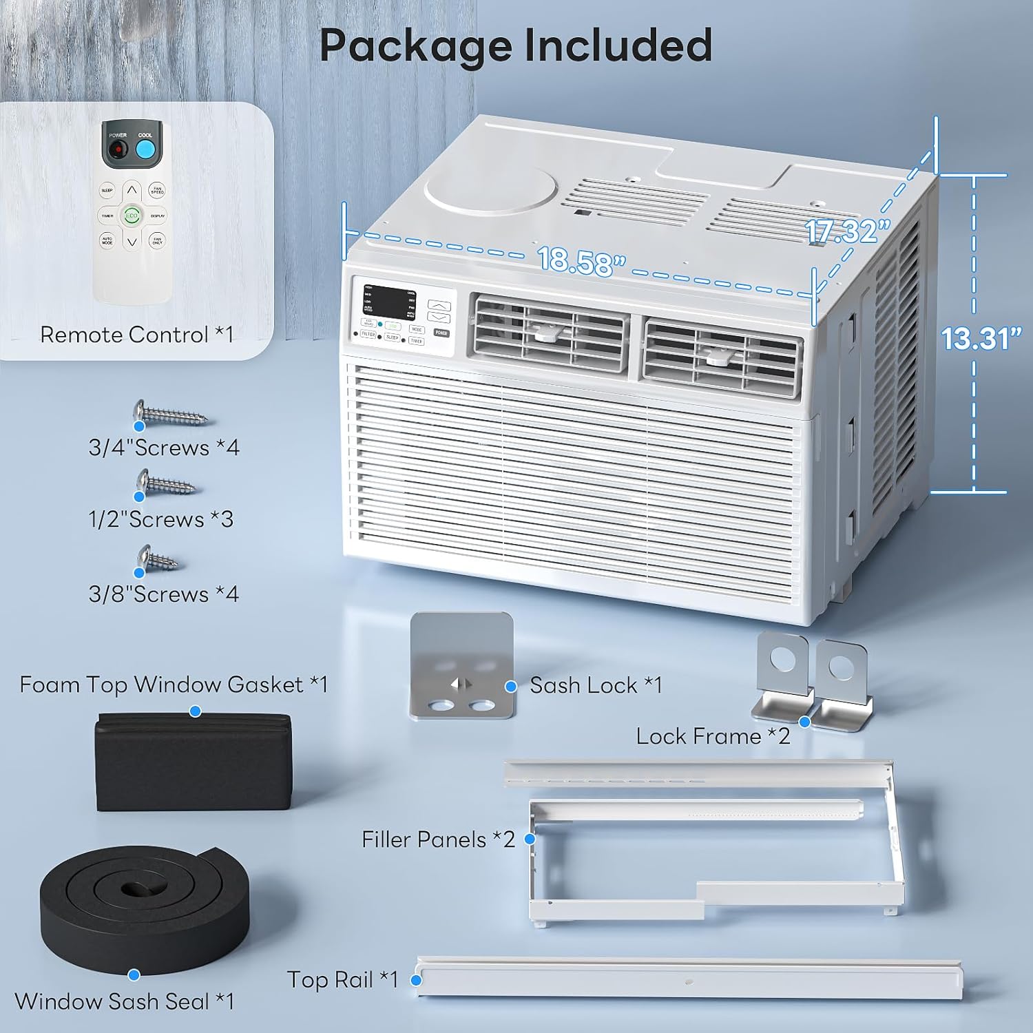 ZAFRO 10000 BTU Window Air Conditioner Unit Cools Up to 450 Sq.Ft.,Window AC Units with Dehumidifier, 4 Fan Speed, Energy Saving with Remote for Bedroom,Small Rooms,White