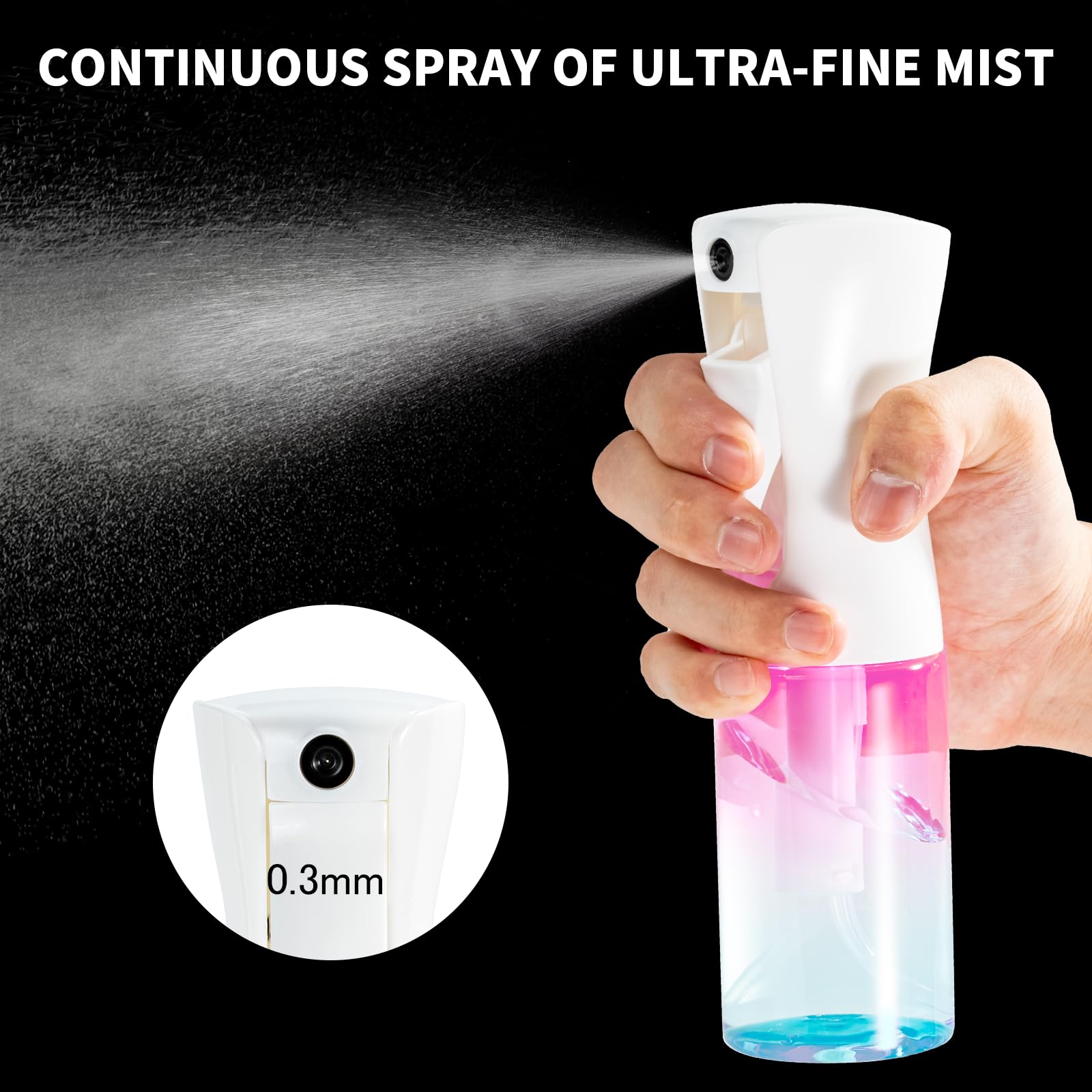 Uervoton Spru00fchflaschen Kontinuierliche Ultra Fine Mist Leeres Wasserflaschens Friseur Spray Flaschen Salon Friseur Haar Werkzeug Wasser Spru00fcher 160ML Schwarz