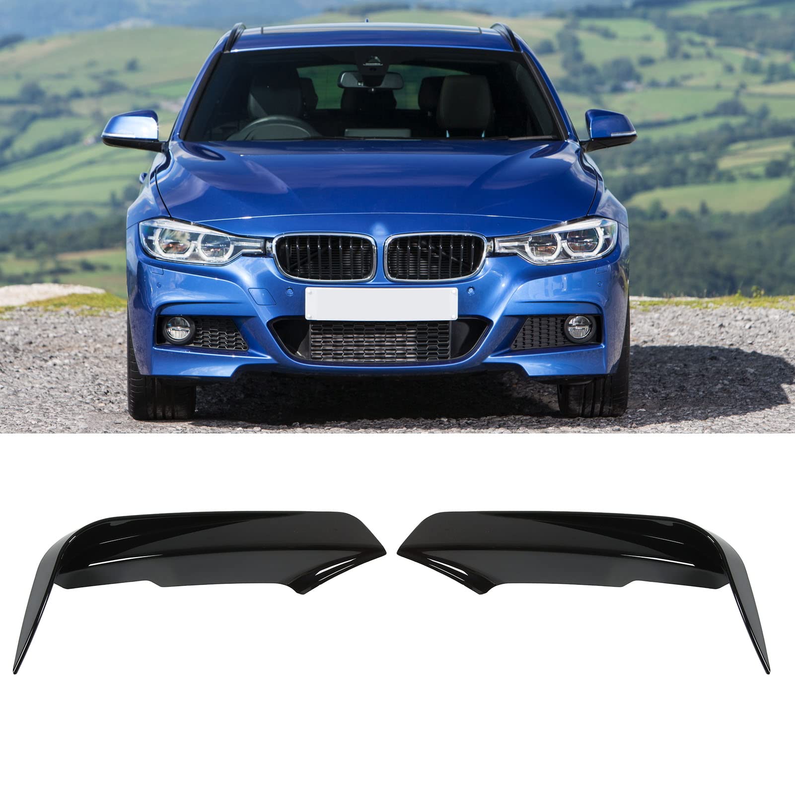 1 Pair Car Front Bumper Lip Splitter Canards Spoiler For BMW F30 F31 M Sport 2012-2019 Fog Lamp Eyebrow Frame Cover Grille - 34 - View #13