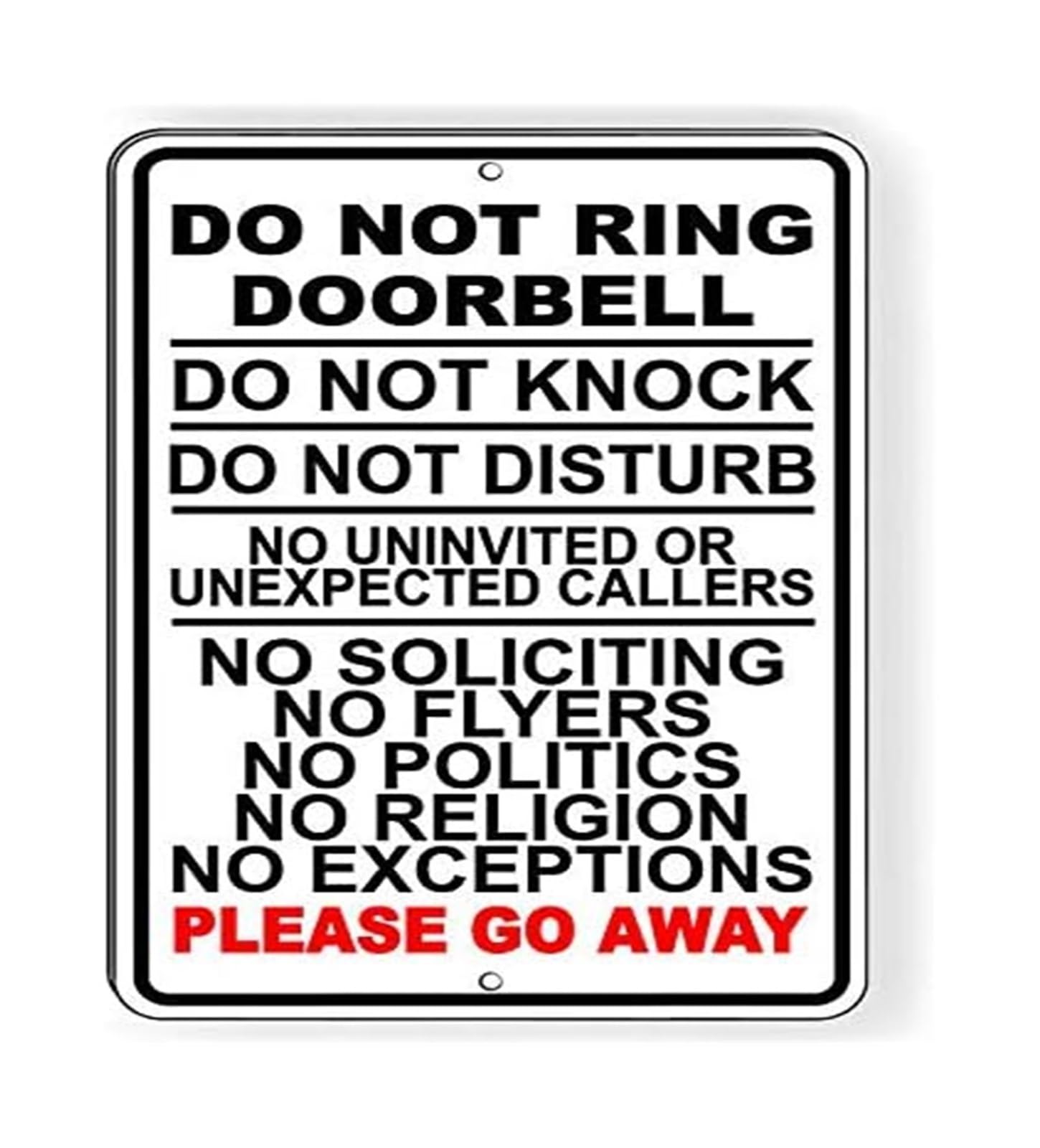 NWPNLXEA No Soliciting Do Not Disturb Sign Do Not Ring Doorbell Metal Sign for House Office (8 X 12 in)