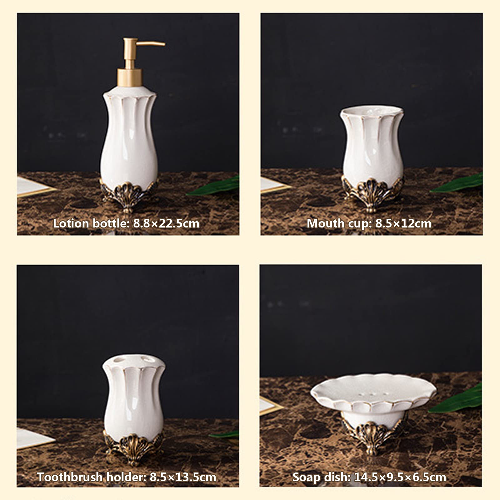 Retro Badezimmer-Accessoires-Set Badausstattung Sets Aus Keramik Bad Zubehör-Set Zahnputzbecher, Seifenschale Home Badezimmer Dekoration,A