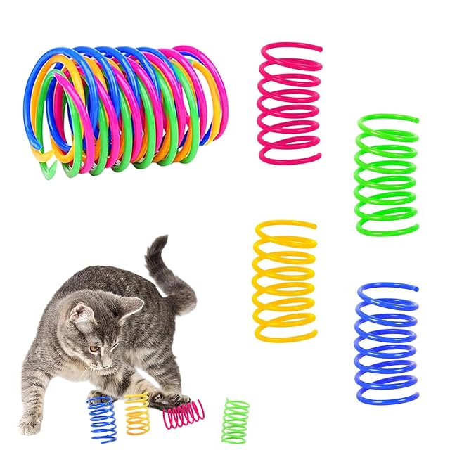 YSAOAKA 12 Piezas Muelle en Espiral para Gato, Colorido Interactiva Juguetes de Primavera para Gatos