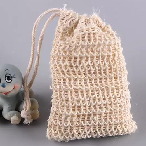 Miniatura 4 de Bolsa exfoliante de jabón para refrescar la piel, accesorios de ducha para el cuerpo, bolsa de esponja natural para color crema