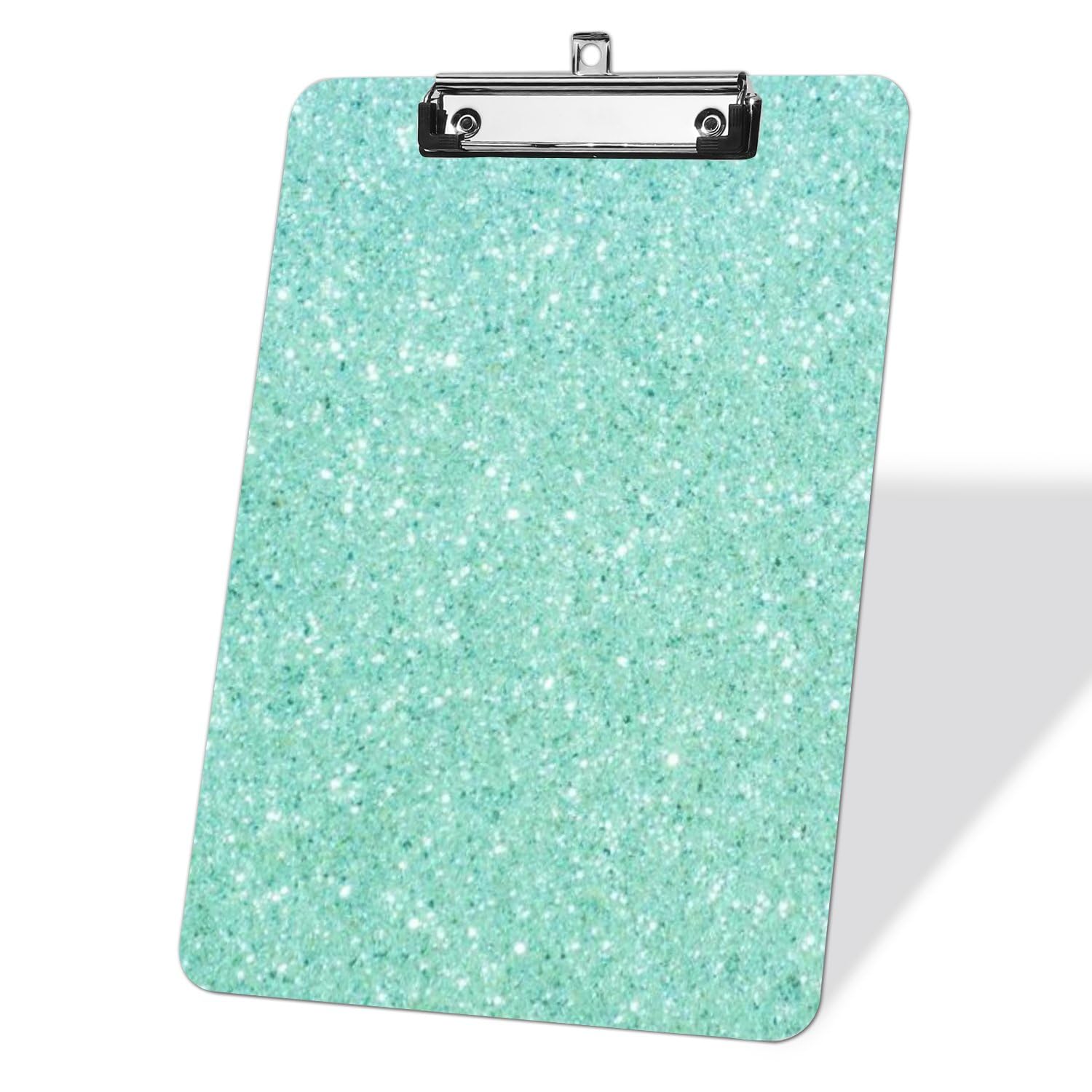 Acrylic Turquoise Clipboard A4 with Silver Low Profile Plastic Clip Glitter Clipboards Home Decor Classroom Supplies Gift Clip Boards for Classroom Hospital Office Laboratory Teacher Student Nurses