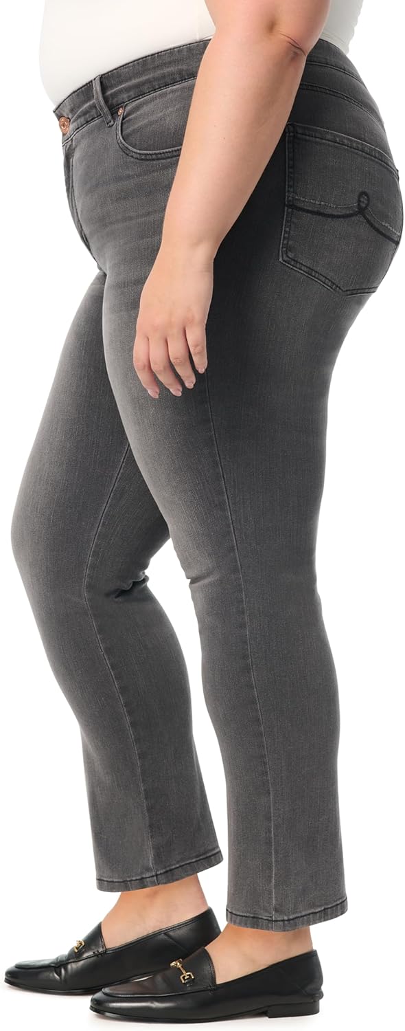 Gloria Vanderbilt Womens Tummy Sculpt Front Zip Straight Leg Jean Plus - Image 3