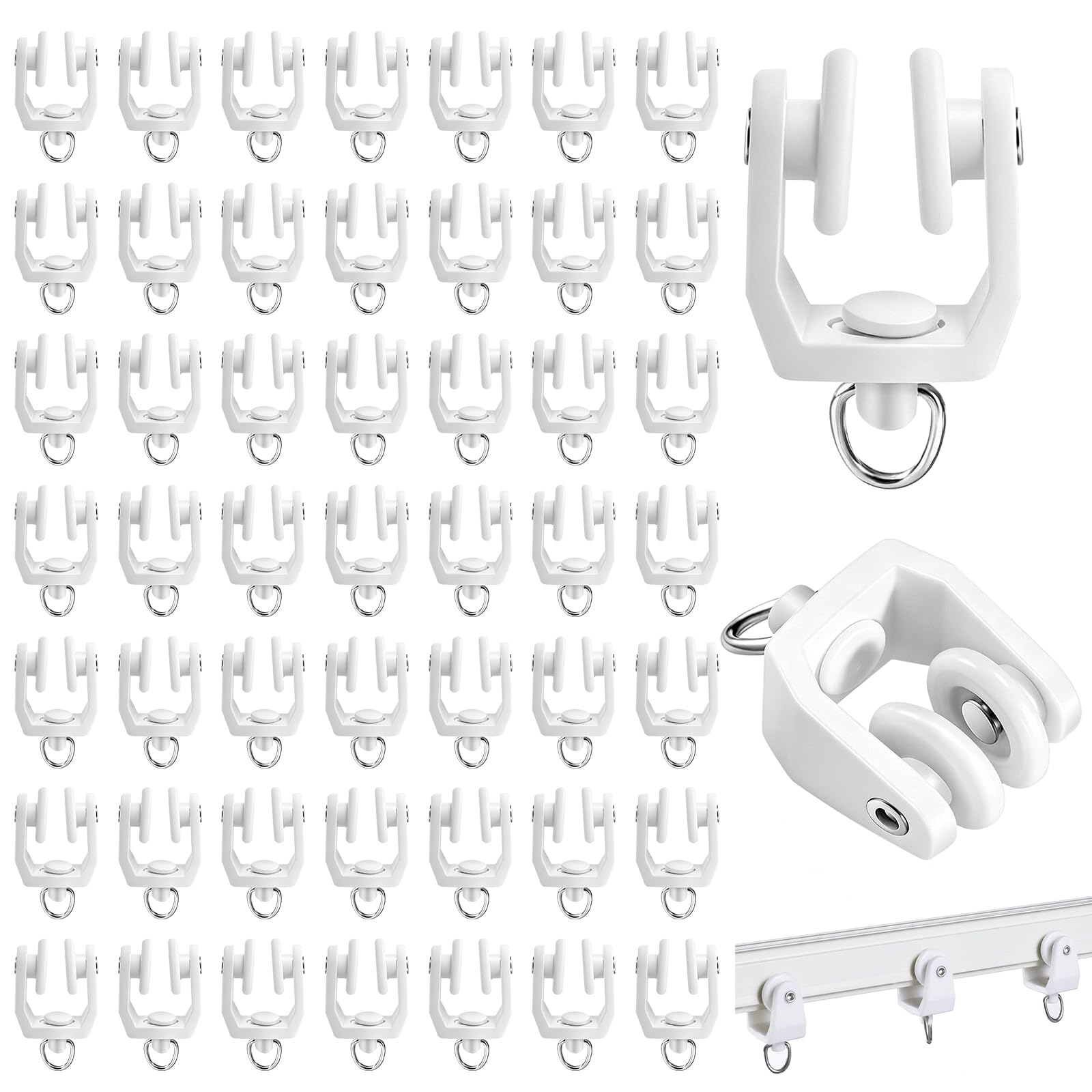 100PCS Curtain Track Gliders,Flexible Plastic Rail Gliders for Ceiling
