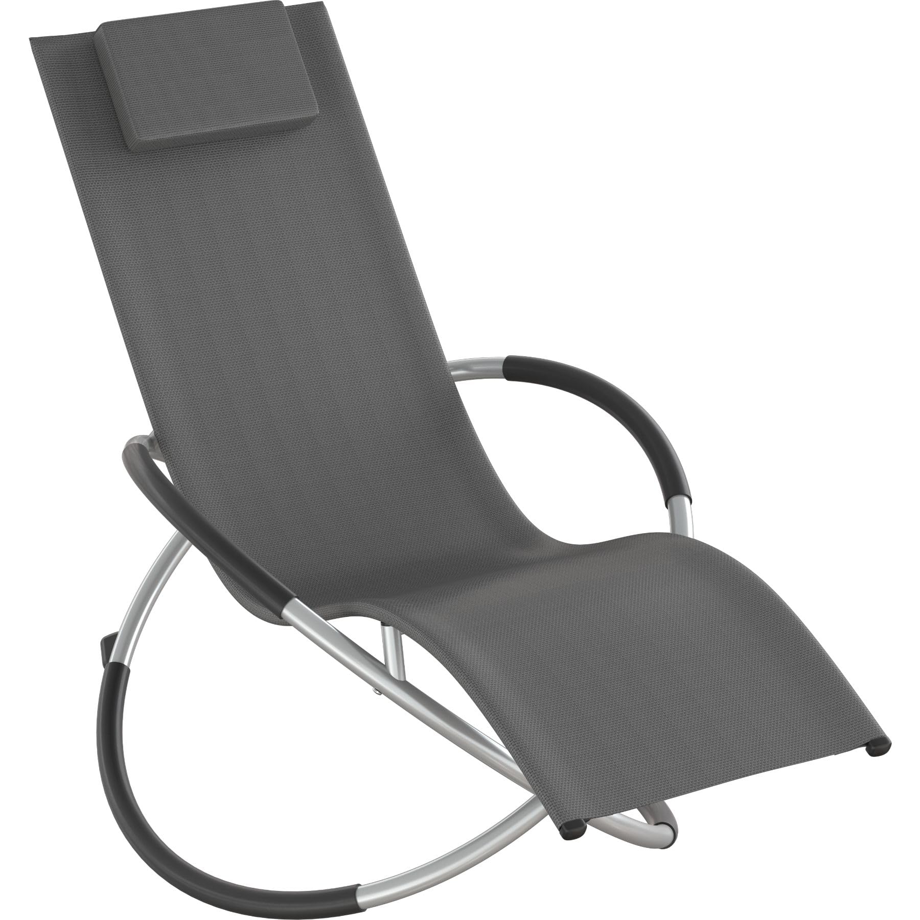 TecTake® Tumbona Plegable con Función Balancín, Tumbona Playa Ergonómica, Tumbona Piscina en Acero y Textileno, Tumbona Jardín Exterior, Protección Antivuelco, Carga Máx. 150 kg, Fácil Montaje - Gris
