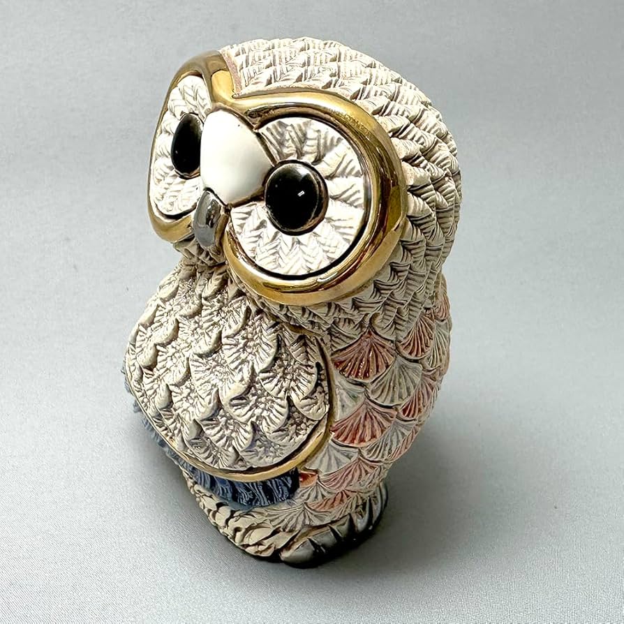 リンコナダ 白フクロウ 陶器 置物 フクロウ 粘土