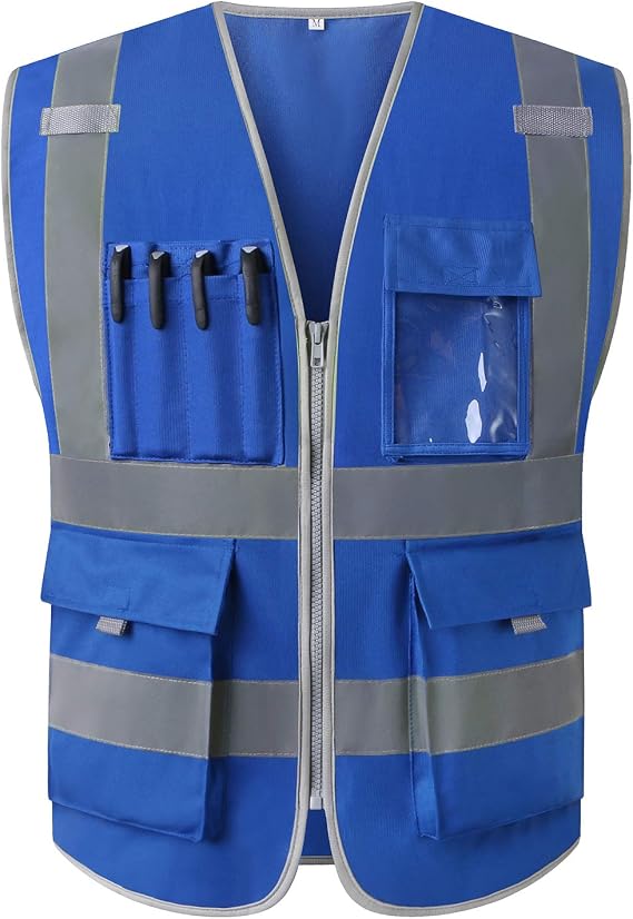 Lot de 5 Gilet Haute Visibilité, Gilets Haute Vêtements De Travail Respirants, Gilet De Sécurité Haute avec des Bandes Réfléchissantes, Convient à Hommes et Femmes Vert XXL Fluorescen