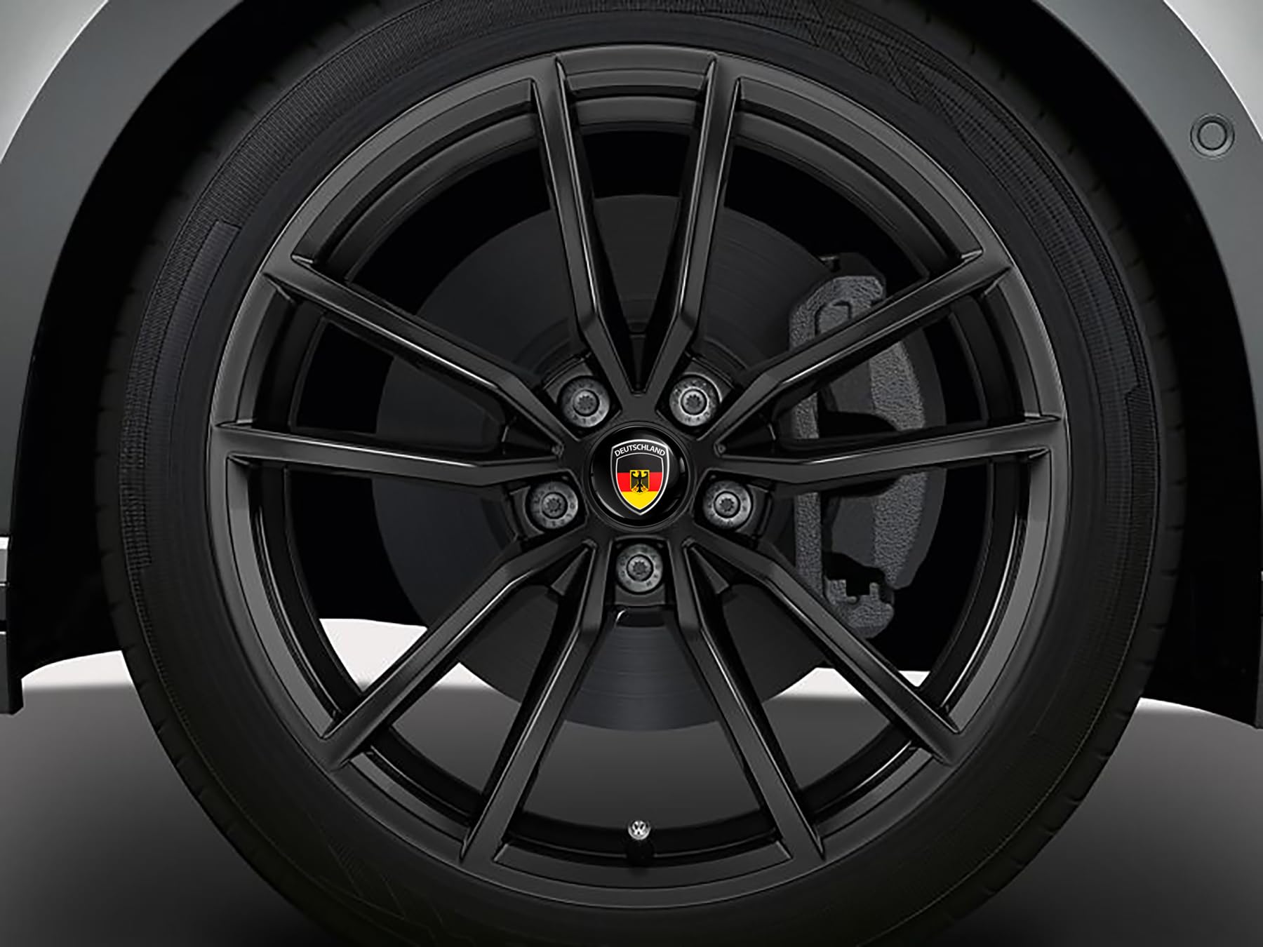 SkinoEu 4 x 65mm Coprimozzi in Lega per Cerchi Compatibile con VW 3B7 601 171 / 6U7 601 171 Nero Cranio Dito Medio CV 20