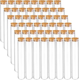 Bekith 48 Pack 45ml Glass Test Tubes 25x140mm with Cork Stoppers - Borosilicate, Heat-Resistant for Labs, Bath Salts, Party Decor, Candy Storage