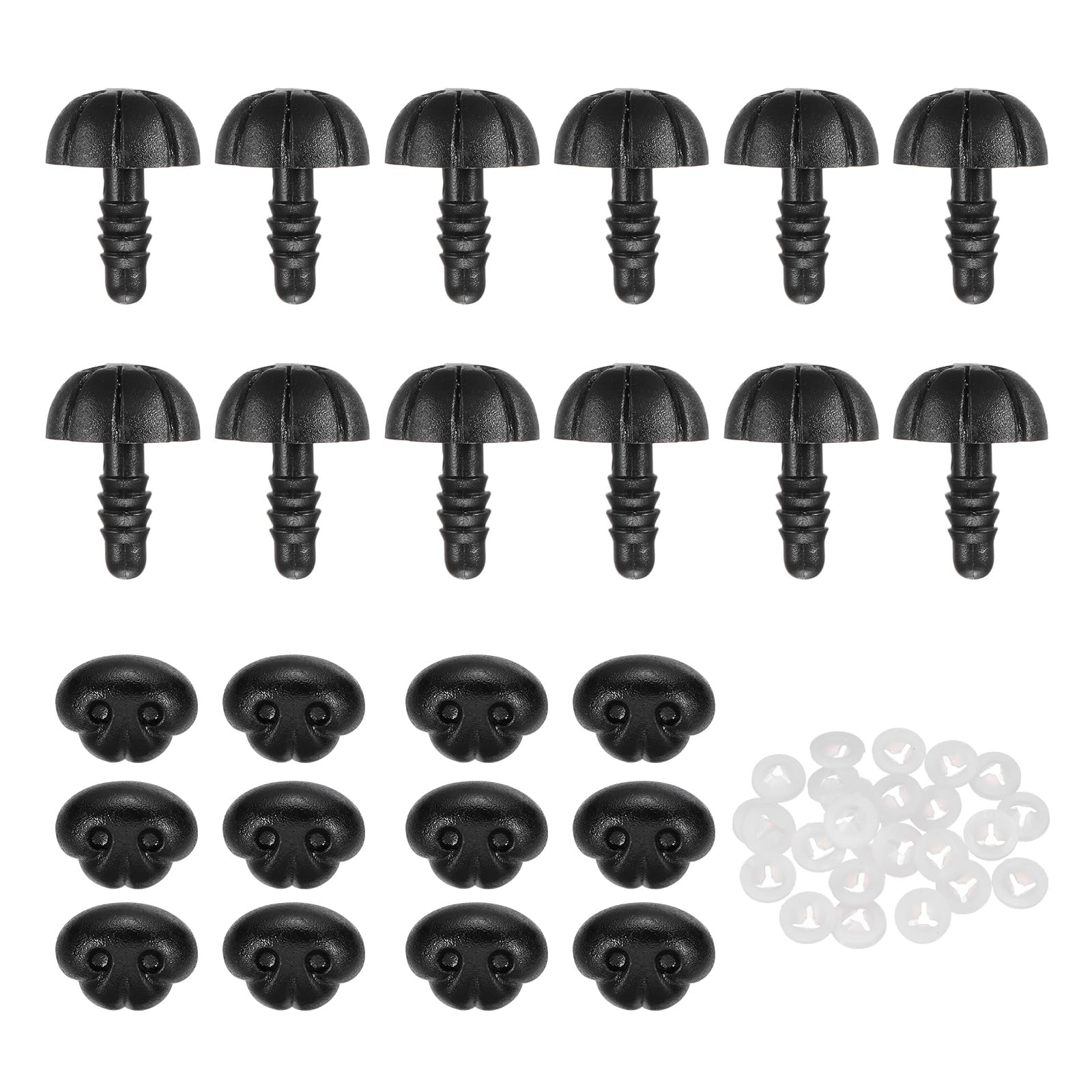 Muiltvoe 25Pcs Safety Dog Noses, Plastic Matte Dog Nose with Spacer for DIY Stuffed Animals Crochet Bear Doll Making Supplies, 15 x 12 x 18.5mm / 0.59 x 0.47 x 0.73in
