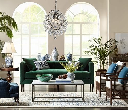 Miniatura 7 de Bestier - Candelabro moderno negro con gotas de lluvia de cristal, lámpara de techo colgante para comedor, baño, dormitorio, sala, entrada requiere