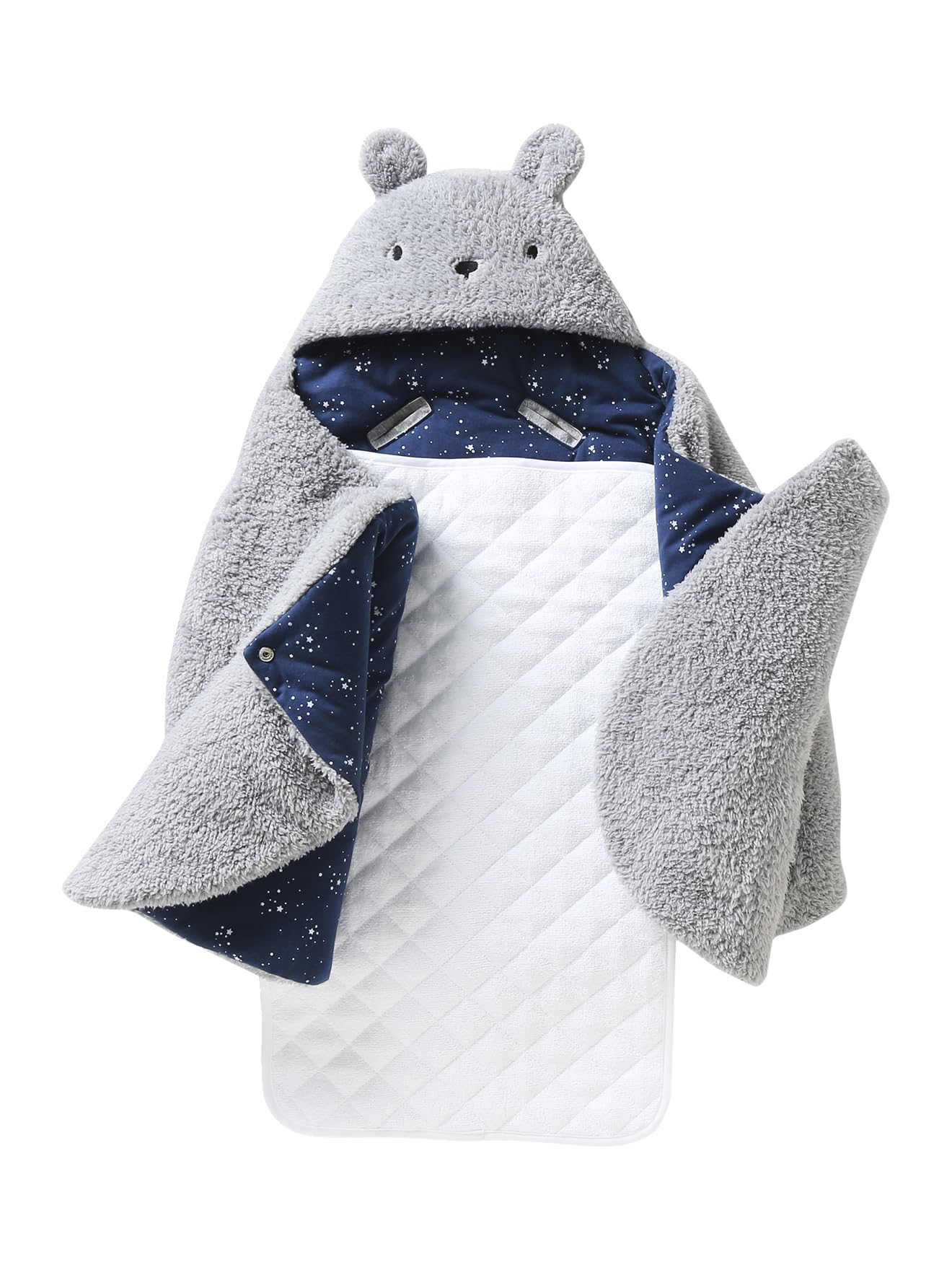 VERTBAUDET2-in-1 Baby Ausfahrsack/Wickelunterlage, Teddy Oeko-Texgrau