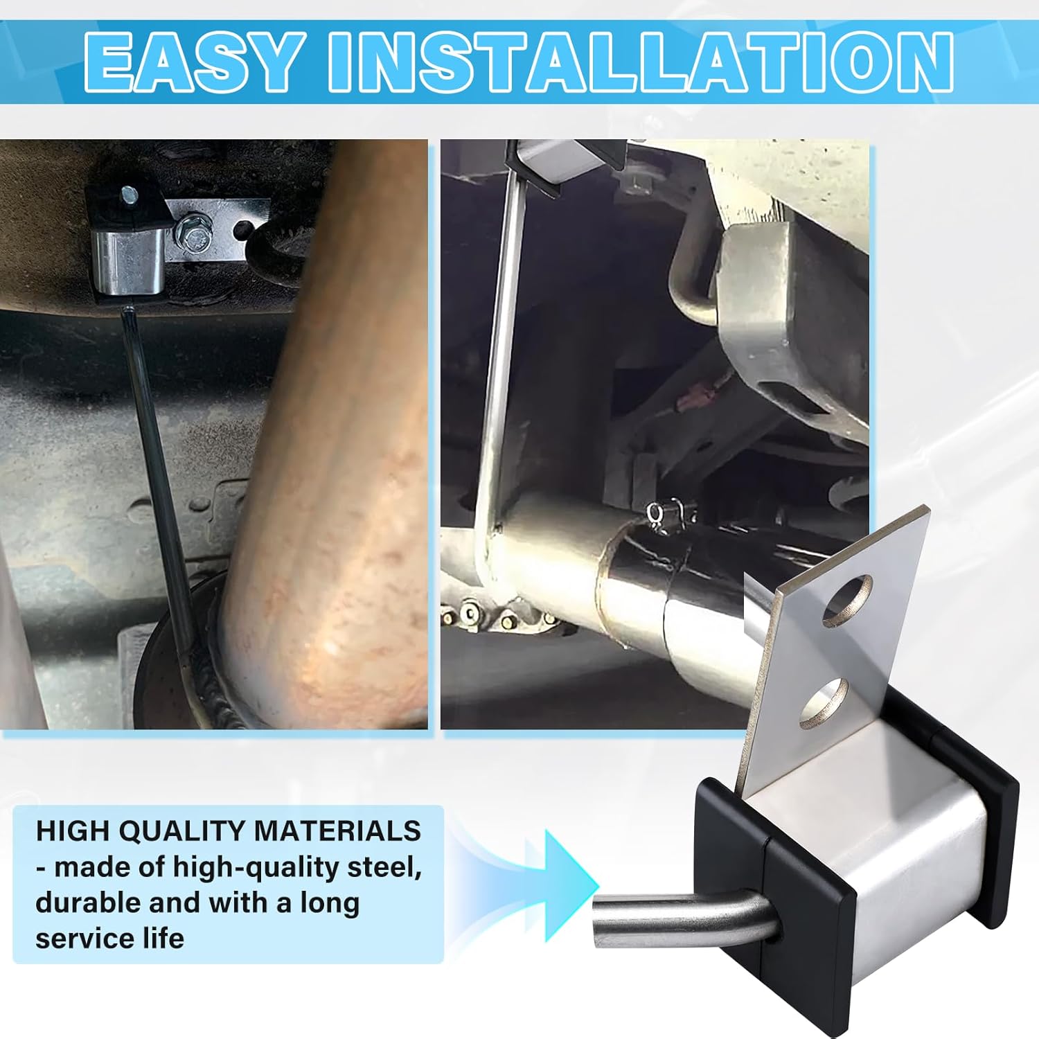 Universal Stainless Steel Exhaust Hanger Heavy-duty Exhaust Hanger Rod Exhaust Pipe Hanger Bracket Weld On - 3/8" Rod 11" Long(4 PCS)