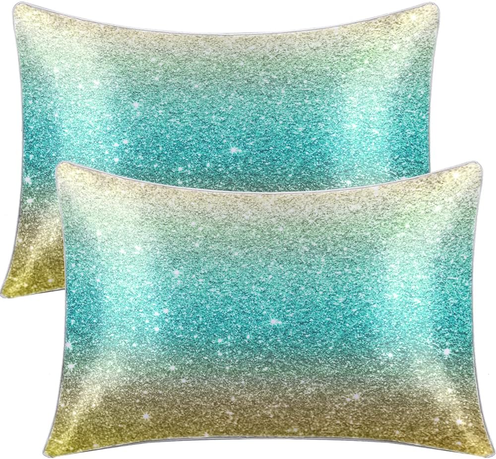 BlessLiving Girly Satin Pillowcase for Hair and Skin Abstract Pastel Pillowslip