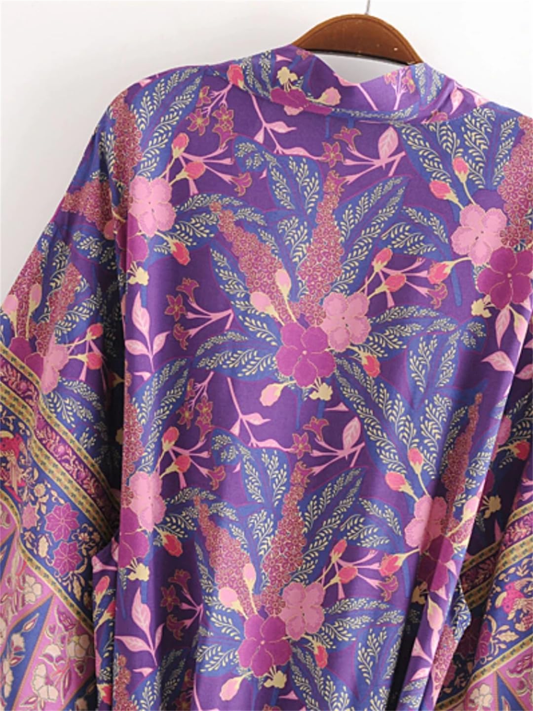 Disimlarl Kimono bohemio con estampado floral para mujer, con cuello en V, mangas murciélago, rayón, maxi bata para cubrir el bikini