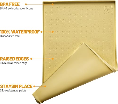 Miniatura 2 de Hubulk Dog Feeding Mat,100% Waterproof BPA Free Silicone Pet Food and Water Bowl Placemat,Dishwasher, High Raised Edge to Prevent Spills,Nonslip