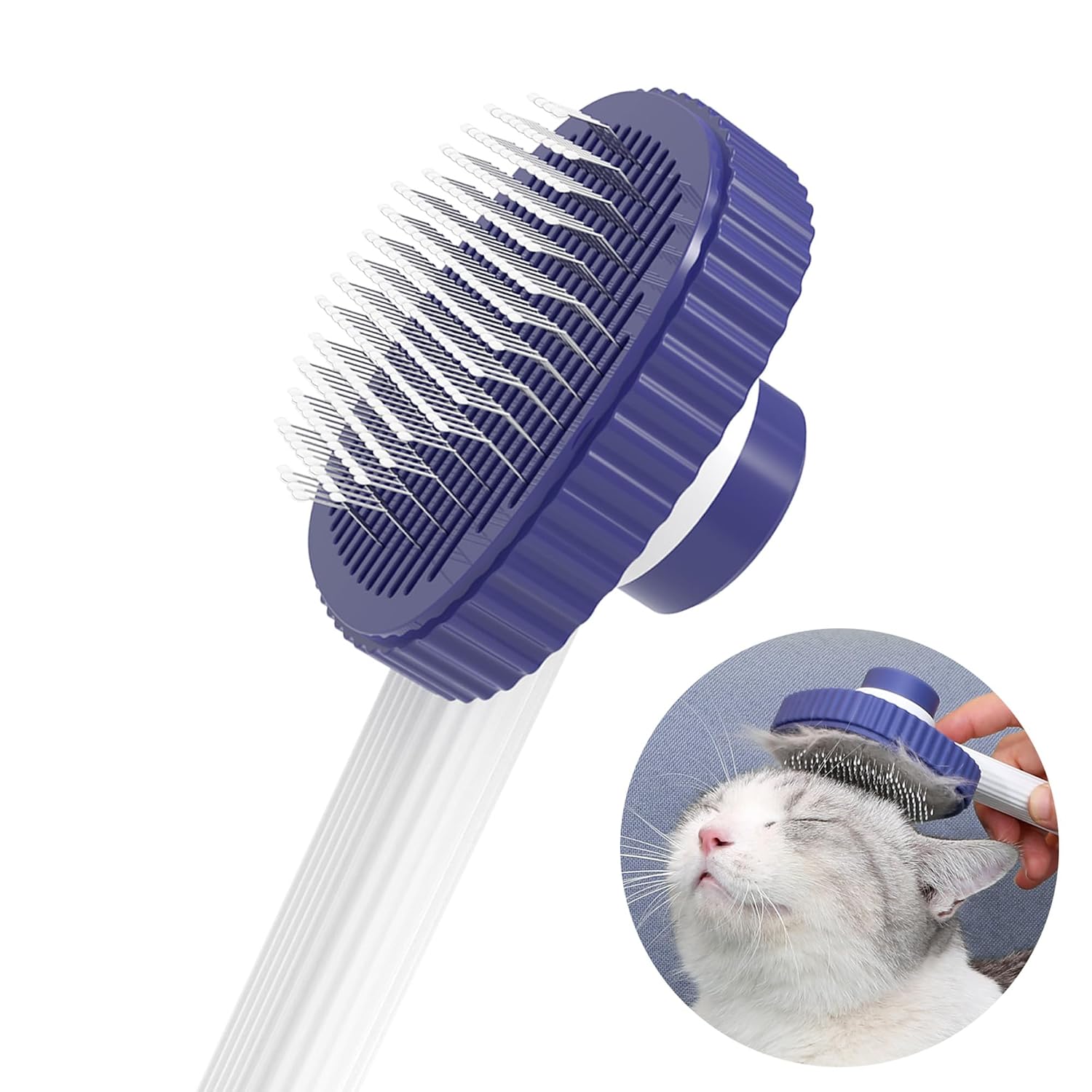 ACE2ACE Self Cleaning Slicker Brush for Dogs & Cats, Deshedding Tool Blue