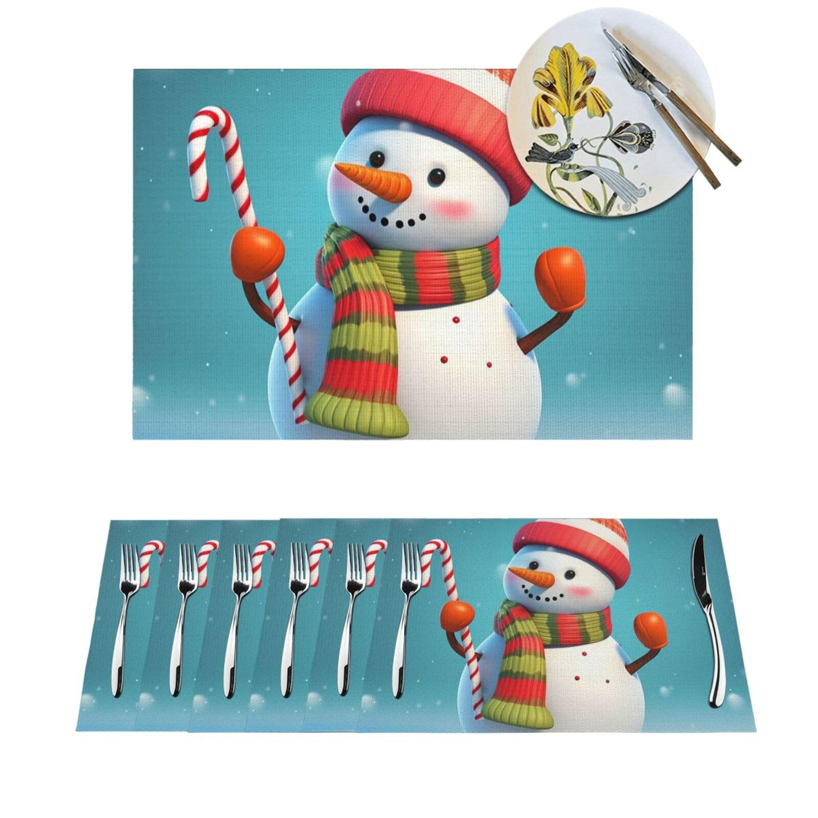 Sets de table antidérapants et lavables motif bonhomme de neige résistants chaleur